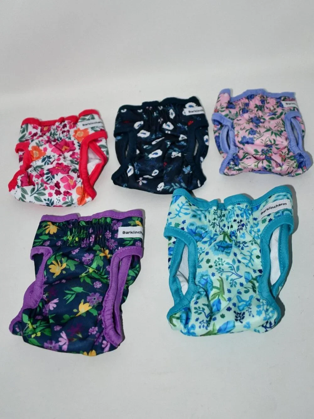 Barklincharm 5 Pack Female Dog Diapers, Washable, Floral, SMALL, NWT